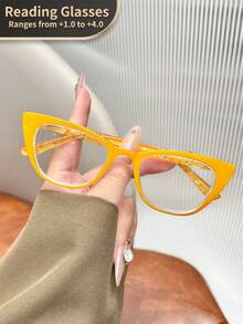 LiMiaoMiao 1副舒适弹簧铰链猫眼老花镜，复古风格，透明镜片，电脑/老花镜，放大倍数+1.0至+4.0，男女通用 - 透明 - 查看 29