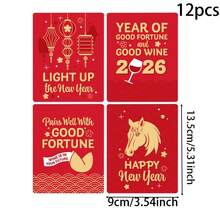 12pcs Big Dot Of Happiness Chinese New Year - 2026 Year Of The Horse Shaped Wine Bottle Labels, Gift Packaging Labels - Multicolor - View 6