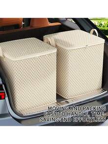 1pc Extra Large Capacity Zippered Storage Box/Organizer - Durable And Space-Saving Storage Box/Organizer, With Zipper Closure, Geometric Pattern Design, Sturdy Handles, Large Capacity, Multi-Purpose, Double-Layer Thick Fabric, Foldable, Lightweight And Portable, Suitable For Under Bed Or Closet, 30L/110L/150L/220L - Multicolor - View 3