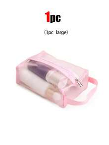 3pcs/Set Pink Transparent Mesh Makeup Bag Set, Including Large Capacity Makeup Organizer, Small Lipstick Pouch, And Medium Travel Toiletry Bag Makeup Travel Toiletry Organizer Clear Essentials Gifts Storage Zipper Accessories Nail Bags, Makeup Bag - Multicolor - View 10