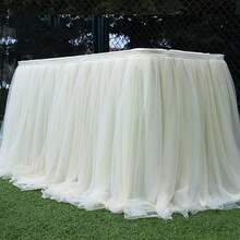 Tulle Wedding Table Drapes, Dessert Table Covers, Guestbook Table Drapes, Wedding Tablecloths, Snow Tulle Tablecloths, Birthday Cake Table Drapes,Please Carefully Read The Product Description! The Pictures Shown Are A Combination Of Multiple Items, Not A Single Item. - trắng - Xem 1