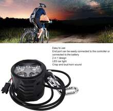 SPYMINNPOO Luz de Scooter Eléctrica de 10 Pus, Faro de Bocina de Bicicleta Eléctrica 2 en 1 Universal de 12?72 V para Accesorios de Ciclio - albaricoque - Ver 4
