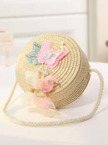 Tassel Butterfly Woven Bag, Cute Cartoon Coin Purse Crossbody Small Round Bag - Multicolor - View 7