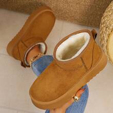 Fashion Boots, Stylish Women's Boots, New Winter Short Boots, Thick Sole Boots, Fur Boots, Slip-On Flat Ankle Boots, Snow Boots