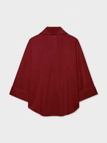 YROOE 时尚休闲百搭女式衬衫 - 红色，简约风格，商务休闲，日常通勤，简约优雅，春夏秋冬皆宜 - 紅色 - 查看 2
