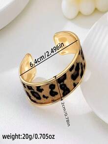 1 chiếc vòng tay cao cấp cổ điển in họa tiết da báo, phong cách Boho, phù hợp cho tiệc tùng, liên hoan, đeo hàng ngày, quà tặng lãng mạn ngày Valentine. - Vàng - Xem 3