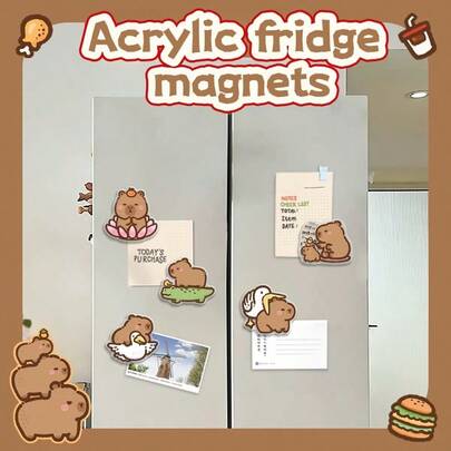 5pcs Capybara Animal Magnets, Blackboard Stickers, Decor For Teacher's Blackboard, Back To School Supplies, Acrylic Material, Add Fun To Life