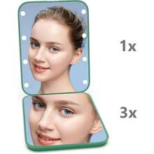 Kintion - Pocket Mirror LED Mirror With 1X/3X Magnification Compact Mirror With Light Handheld Folding Pocket Mirror Compact Mirror With Light For Gift Pink Color. - Green - View 5