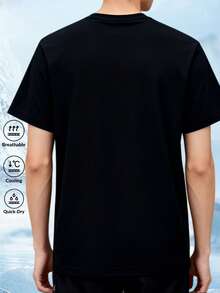 1pc Men's Summer Gamer Graphic Print Short Sleeve T-Shirt, Funny Game Controller & Headphone Casual Tee