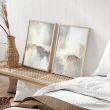 2 piezas/Set Póster abstracto blanco moderno, Impresión artística, Póster minimalista moderno, Decoración de pared abstracta neutra, Diseño de lienzo gris y blanco elegante, Adecuado para decoración del hogar, decoración de habitación, decoración de dormitorio, decoración de sala de estar, decoración de baño, decoración de pared, Opción de arte de pared con marco. - Multicolor - Ver 5