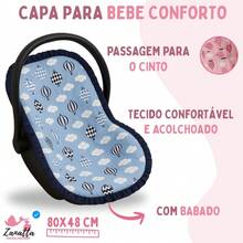 Capa Para Bebe Conforto Universal Acolchoada Enxoval Menina Menino Rosa Azul - Balão Azul - Visão 2