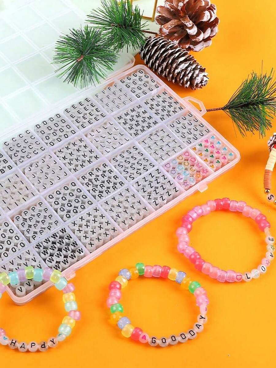 1400 件 4x7 毫米 DIY 亚克力字母串珠项链 手工制作夜光珠 夜光珠 适用于手链首饰制作 - Glow in The Drak Beads - 查看 1