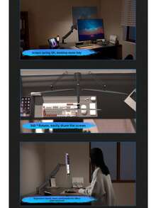 Desktop Monitor Stand, Adjustable 360 ° Rotating Stand, Portable Monitor Suitable For Adjustable Long Arm Foldable Stand, Computer Screen Cantilever, Desktop Support Lifting Arm, Gas Spring Rotary Robotic Arm, Desktop Stand With Storage Shelf For Home And Office