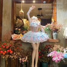 Loli Cat Original Full Dress Dress Bow Lolita Pink Blue Complete Set Other - Peppermint Powder Complete Set - View 3