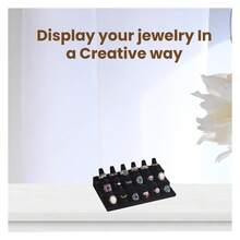 Caja negra para joyería 18 anillos Exhibidor de dedos 8.25x4.75x2.5 pulgadas con base cuadrada - Organizador de soporte para anillos para vender o uso personal - Soportes de exhibición para anillos - Multicolor 786 - Ver 3