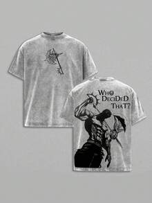 Escanor Seven Deadly Sins T-Shirt WhoDecided That Quote Pride Sin VintageWashed Oversized Anime Streetwear HeavyCotton Sigma Male Unisex Tee Retro GraphicTop Gift For Anime Fan - 灰色 - 查看 1