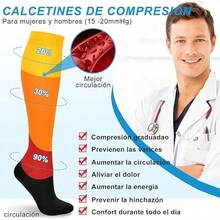 Medias de Compresion Muer y ore 6 Pares Calcs de Compresión Eláss de Algo Unisex Calcetines Largo 5-20 mg Socks Santieolicas Ves para Deportivos Correr ae Fitness - Beige6Pares - Ver 7