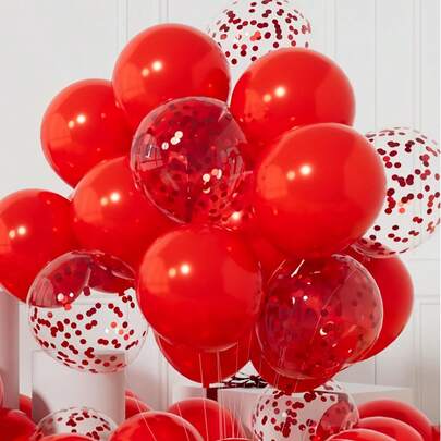 40 pièces Ballons de fête, ballons en latex rouges de 10 pouces et ballons multicolores à confettis de 12 pouces, convenant pour mariage, anniversaire, fiançailles, Saint-Valentin, baby shower, shower de mariage, remise de diplôme, bal de promo, décoration, etc.
