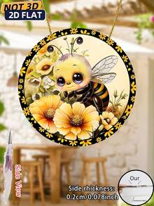 1pc Classic Round Acrylic Bee Wreath Sign, Wreath Decor, Hanging Acrylic Sign For Wall/Room/Home/Restaurant/Bar/Cafe/Door/Yard/Garage, Christmas Party Decoration - Colorful - View 7