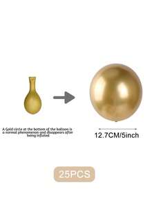 25pcs Party Decor Metallic Latex Balloons (Sediment At The Bottom Of The Uninfluenced Balloons Is A Normal Phenomenon) - Gold - View 6