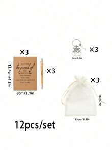 4/8/12件套，团队礼品，员工感谢礼品，钢笔和口袋励志笔记本，配励志钥匙扣和手提袋，办公室礼品，送给员工、志愿者、护士、教师、同事，团队建设退休礼品（4件套=1支钢笔+1本口袋励志笔记本+1个励志钥匙扣+1个手提袋） - 彩色 - 查看 9