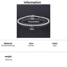 Ondia One 新款 2mm-5mm 100% 莫桑石网球手链 D 色 925 纯银镀白金钻石测试通过珠宝带有 GRA 证书适合女性的礼物。