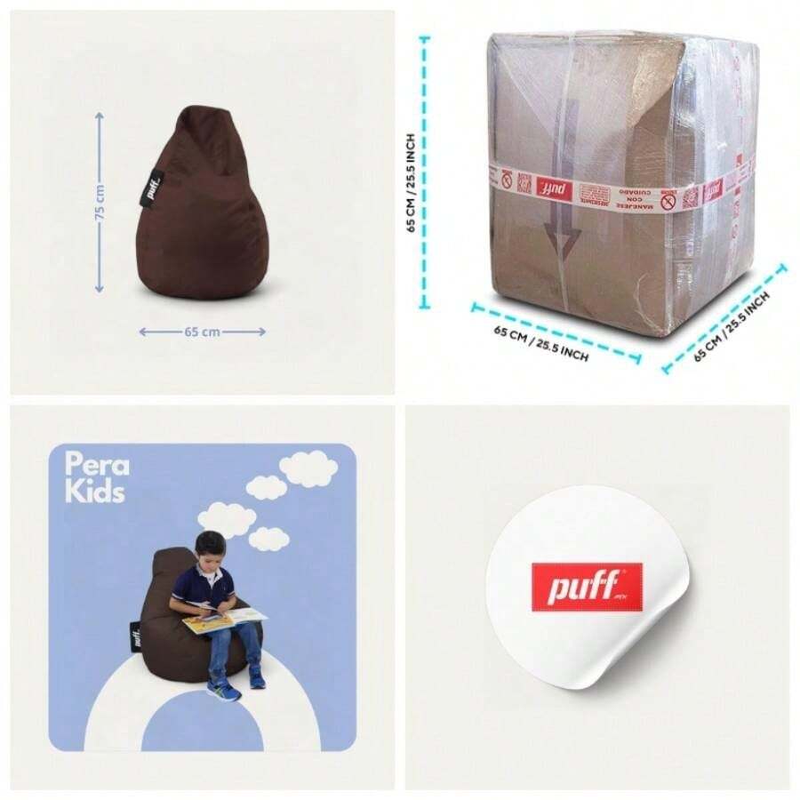 - Silln Pera para Nios Cmodo y moldeable Relleno de Perlas de Unicel Perfecto como rea Infantil 75x65 Resistente Acabado Tipo Nylon Color Fucsia - Chocolate - Ver 1