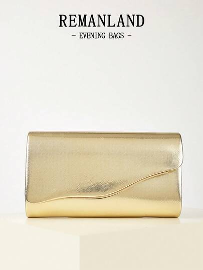 REMANLAND Luxury PU Solid Color New Women's Clutch Bag, Fashionable Flap Party Evening Bag, Perfect Wallet Design With Hidden Card Slots And Detachable Metal Chain Strap, Suitable For Party, Banquet, Gathering, Wedding And Other Occasions
