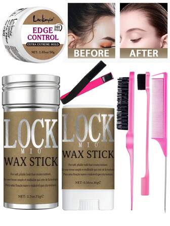 LOCKMIO 发蜡棒，不油腻假发边缘控制，持久定型，抚平散落的头发并定义头发形状，抚平毛躁造型光滑发油，非常适合日常造型和派对发型