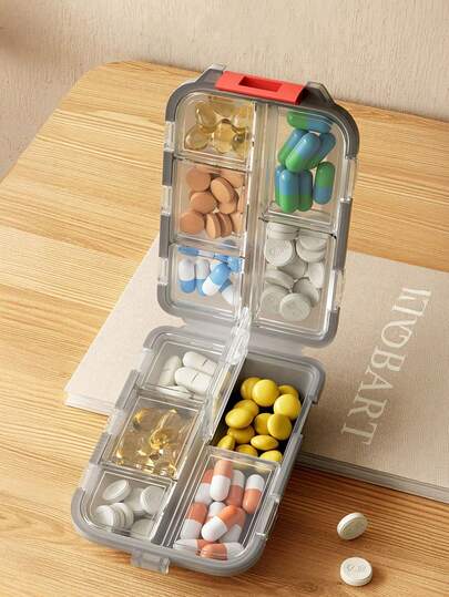 1pc Travel Pill Storage Box, 10 Compartments For Storing Travel Medicines, Portable Foldable Small Pill Case, Daily Medicine Container, Suitable For Storing Tablets, Jewelry, Accessories In Travel Bag Or Pocket