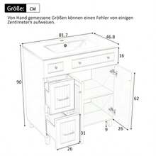 Bathroom Vanity Unit With 81.7 Cm Sink - Freestanding Bathroom Vanity Unit With Ceramic Sink, Lacquered Surface, Multifunctional Storage Space And Solid Wood Legs In A Modern And Luxurious Design - White