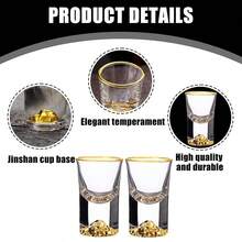 6pcs/Set, 15ml/0.5oz Mini Gold Rim Cups, Suitable For Bars, Clubs, Home Parties, Father's Day Gifts
