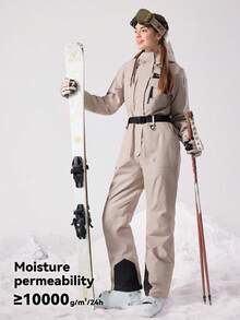 VECTOR MOTION Bộ đồ trượt tuyết Aeris 3L có lớp đệm, unisex, chống thấm nước, chống mài mòn, thoáng khí, co giãn, dành cho trượt tuyết ngoài trời mùa đông với ván đơn/đôi. - Màu Khaki - Xem 6