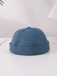 1 pièce Chapeau sans bord ajustable en velours côtelé de couleur unie pour homme, style décontracté simple de type streetwear hip hop pour un port quotidien - couleur unie - Voir 19
