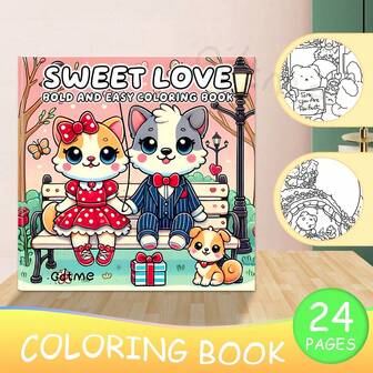 GDTME Livro de colorir com tema de animais fofinhos (1 unidade): 2026, Artigos de papelaria, Presente ideal para casais apaixonados, Decoração para casa, Fortalecimento do vínculo, Ideal para Natal, Ano Novo, Decoração de casa, 20 x 20 cm