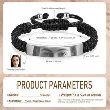 1pc Customized Eye Photo Couple Bracelet, Stainless Steel Men's Bracelet, Personalized Photo, Anniversary Gift - Gun Black - View 2