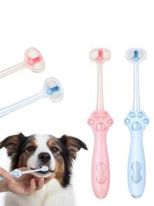 2pcs Triple-Sided Dog Toothbrush, Puppy Toothbrush, Unique Bristle Technology, Pet Oral Care, Suitable For Small & Medium Dogs - Multicolor - View 2