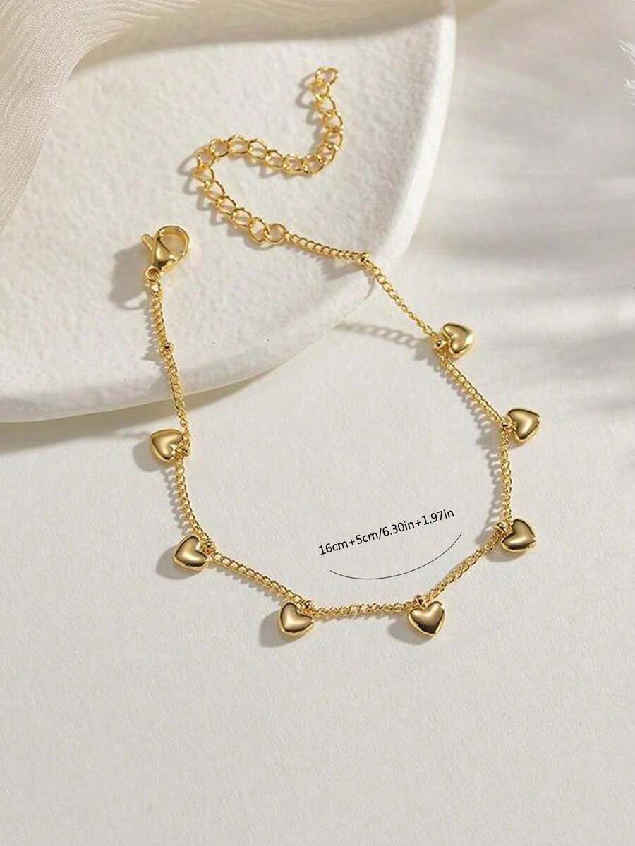 VJS 1pc 304 Stainless Steel Women's Heart-To-Heart Bracelet, Waterproof, Rust-Proof, Suitable For All Seasons, Jewelry For Valentine's Day, Daily Wear, Mother's Day Gift
