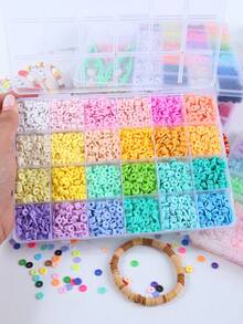 Bohemian Style Polymer Clay Bead Set, Mixed Shapes And Colors, Flat Round Polymer Clay Bead Set, Suitable For Jewelry Making, Friendship Bracelet Making - Polymer Clay Set - View 3