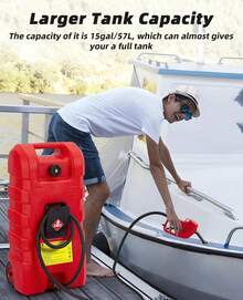 Bidón de Combustible de 57 Litros con Bomba y Ruedas, para Uso con Gasolina y Diésel - Rojo - Ver 5