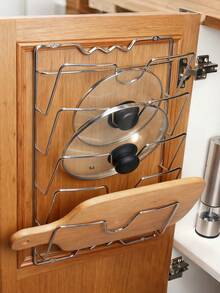 1个多层金属锅盖架 | 壁挂式，抛光表面，多功能厨房收纳整理架，适用于厨房和餐厅，用途广泛