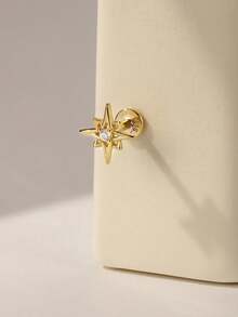 1 szt. Kolczyki z płaskim tyłem w kształcie gwiazdy ze srebra próby 925 dla kobiet, pozłacane 18-karatowym złotem, hipoalergiczne kolczyki z zakrętką, małe kolczyki do chrząstki tragus, przekłucie helisy, biżuteria do wrażliwych uszu - Złoto - Zobacz 9