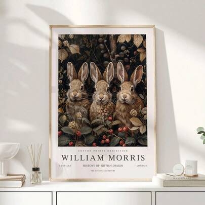 1pc William Morris Prints, William Morris Artworks, Exhibition Posters, Forest-Themed Children's Room Decorations, Rabbit-Themed Gifts, Rabbit Artworks, Nature-Themed Wall Decorations, Rabbit Prints