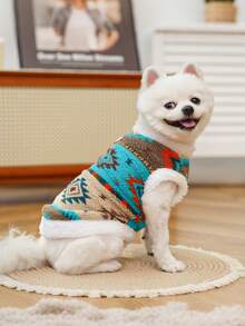 Southwestern Pattern Fluffy Pet Vest With Leash Ring - Soft & Comfortable Small Dog Vest And Cat Clothes, Warm Plush Pet Everyday Wear, Fashionable Indoor/Outdoor Pet Apparel For Small Breeds, Adorable Variety Of Pet Vests, Durable Pet Clothes With Leash Loop, Casual Daily Use Dog And Cat Outfits - Multicolor - View 7