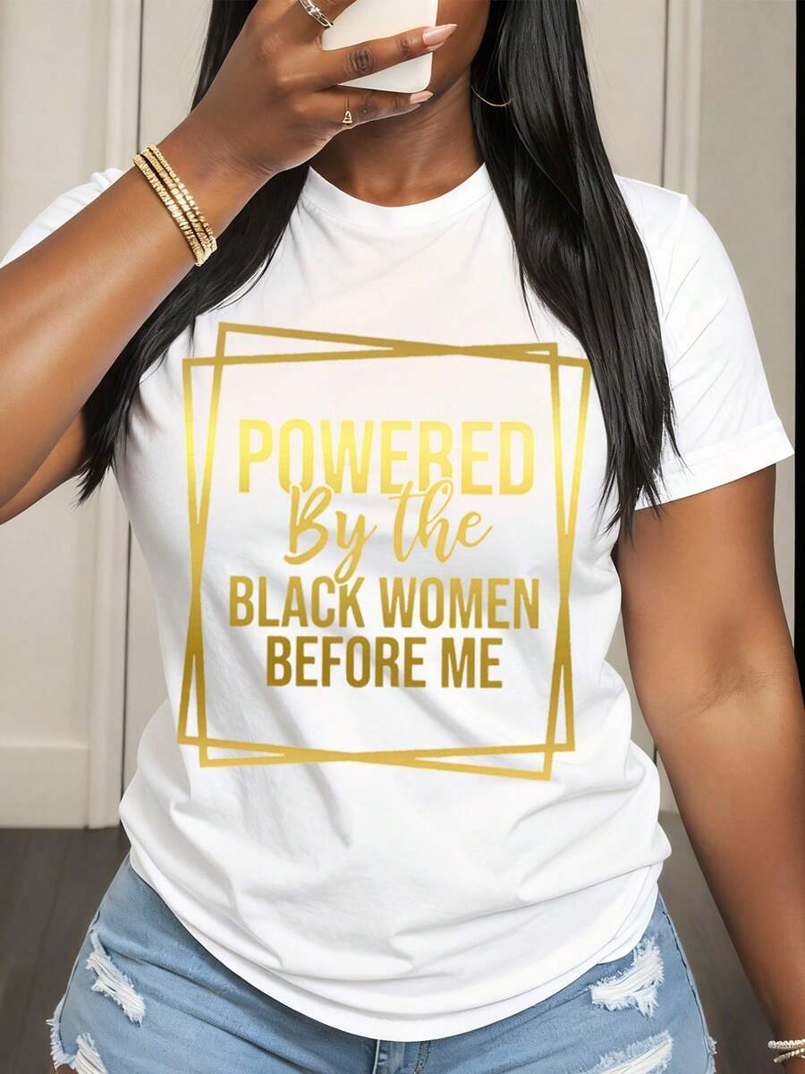 Powered By The Before Me T-Shirt For Women Empowering Statement Shirt Celebrating Black Heritage And Strength Perfect For Everyday Wear Or Special Occasions - 白色 - 查看 1