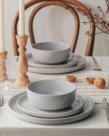 Richmount 18 Pieces Dinnerware Sets, Dishes Set For 6, Plates And Bowls Set, Perfect For Your Friend For Housewarming, Thanksgiving, Christmas - Màu Xám nhạt - Xem 2