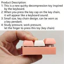 1pc Button Keyboard Shaped Keychain - Cute Keyring Accessory, Stress Relief Office Supply, Durable Key Chain With Interesting Design - Multicolor - View 4