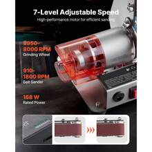 3-In-1 Mini Belt Sander, 13" X 1.2" Sanding Belt, 2.75" Grinding & Polishing Wheel Combo, 7-Speed Adjustable With Forward/Reverse Control For Woodworking, Jewelry Making, Knife Sharpening - 13*1.2inch - View 3