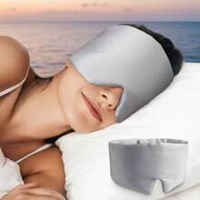 Conjunto de bolsillo con cordón yáscara para ojos,áscara de dormir de seda sintética transpirable,áscara de ojos de viaje diario que bloquea la luz nueva - Gris - Ver 3