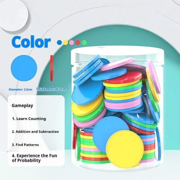 50 pièces Jetons de mathématiques en plastique multicolores | Matériel pédagogique de manipulation mathématique pour l'apprentissage interactif, le comptage et le tri, fournitures de bureau et scolaires